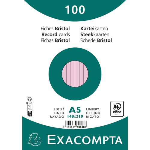 Indexkaarten exacompta 10838se roze papier