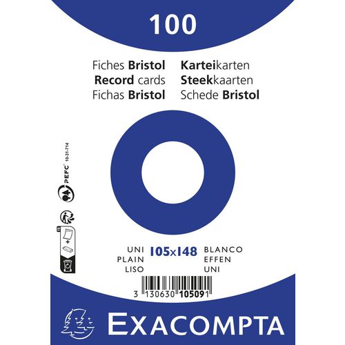 Indexkaarten exacompta 10509e wit papier