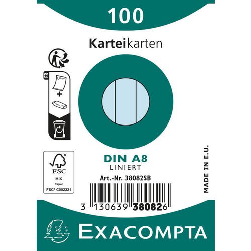Indexkaarten exacompta 38082sb hemelsblauw