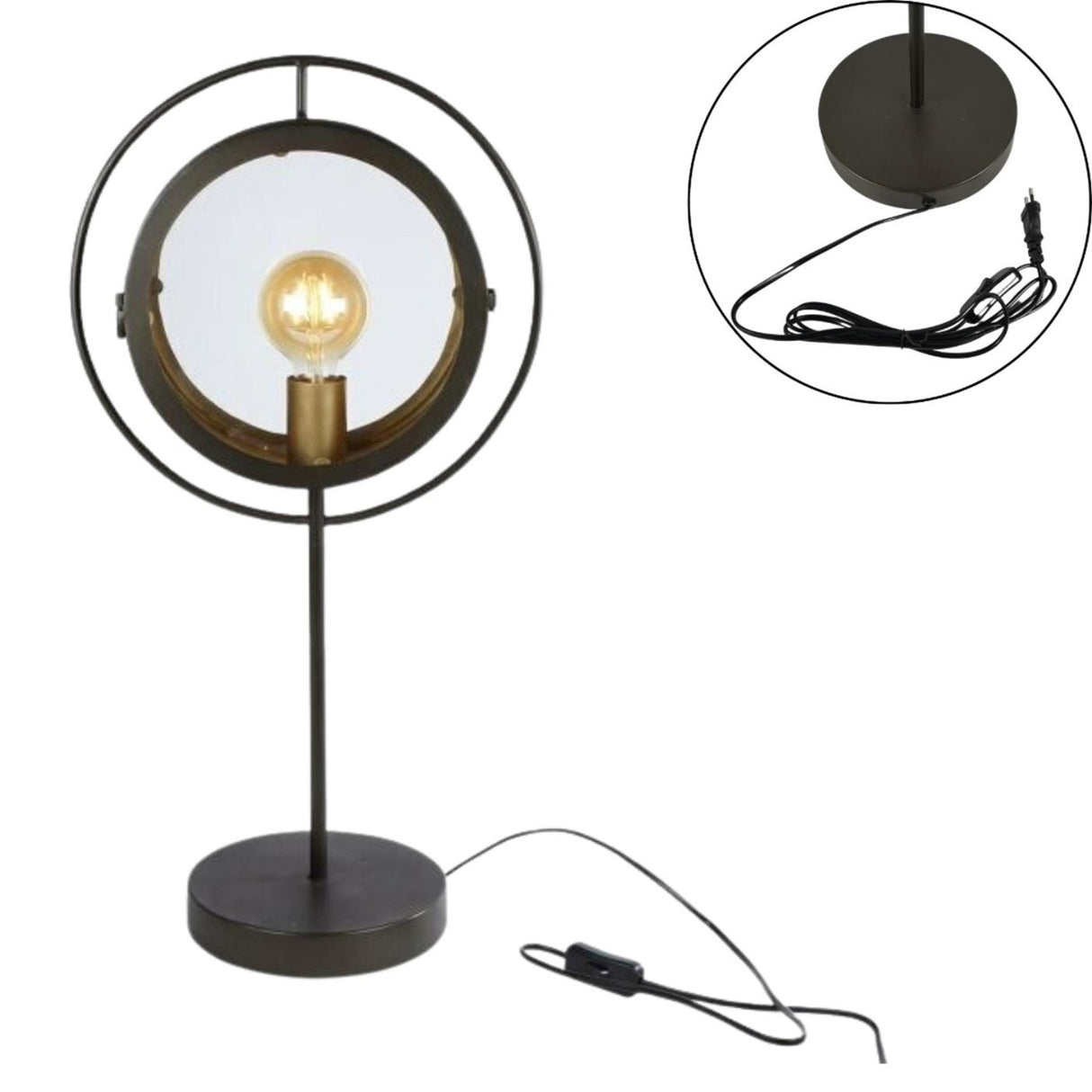 Candeeiro de mesa Ngk vidro e metal 65cm