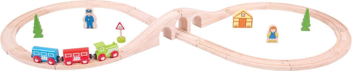 Bigjigs wooden train set, 26 pieces.