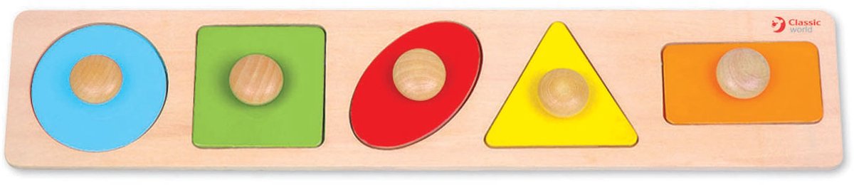 Classic world wooden stud puzzle shapes, 5 pcs.