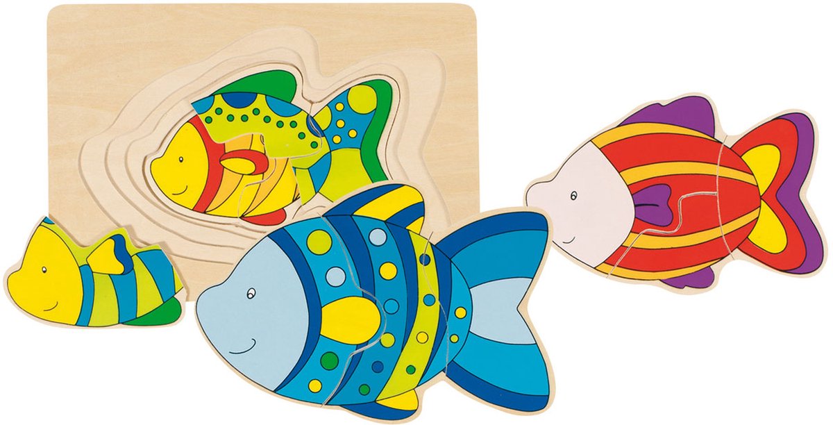 Goki wooden 3-layer puzzle fish