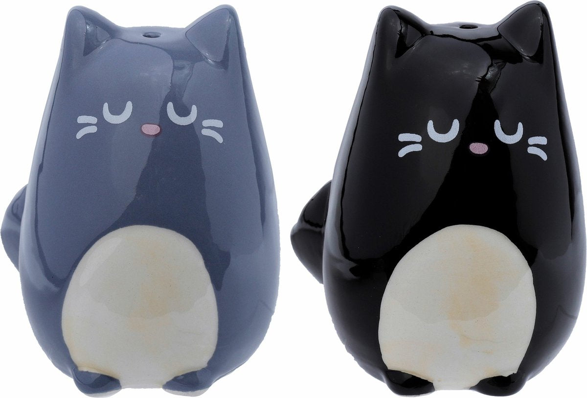Feline feines Katzensalz- und Pfefferset schwarzgrau