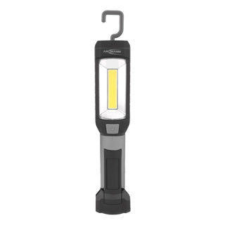 Workshop lamp with small extra light and robust plastic housing