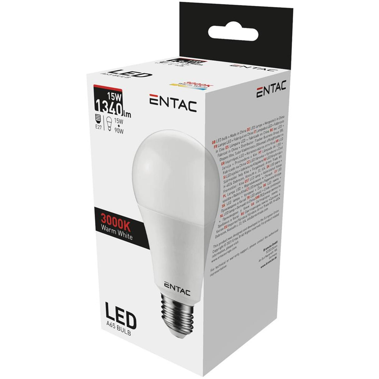 Entac led lamp e27 15w 3000k ww 1340lm