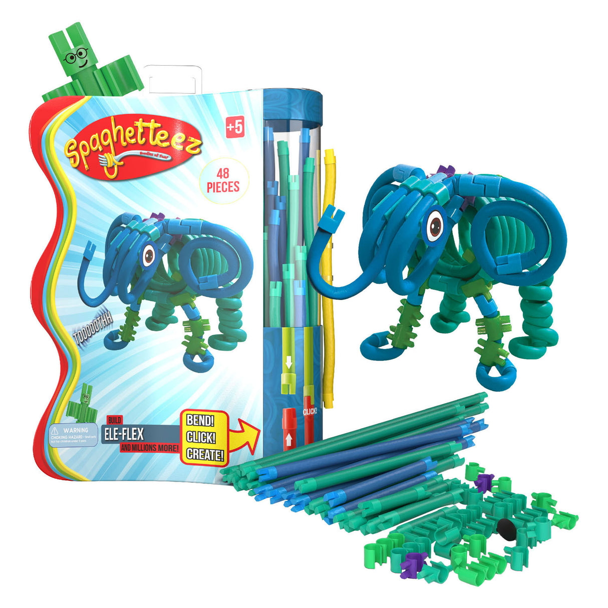 Clics spaghettiez tiges de construction flexibles ele-flex éléphant, 48 ​​pcs.