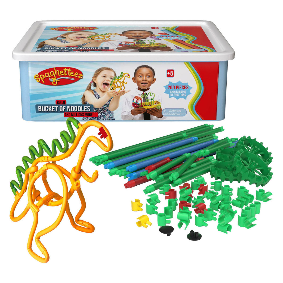 Clics spaghettiez flexible building rods in storage box, 200 pcs.