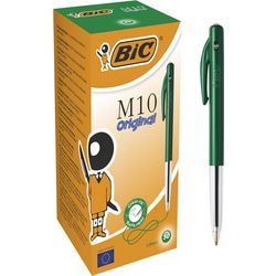 Bic ballpoint pen M10 medium green push button