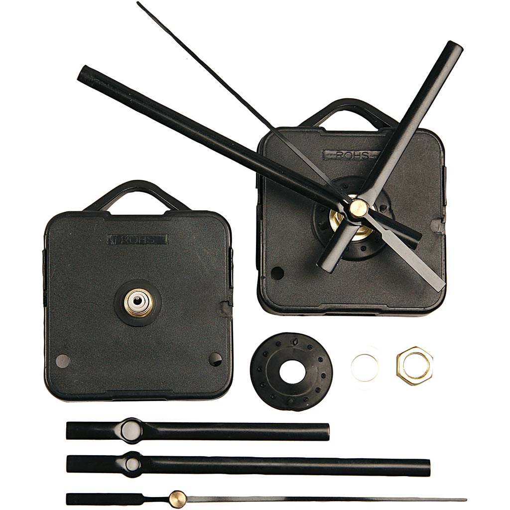 Creative company clock parts and movements, max. distance 6 mm, black, 1 set