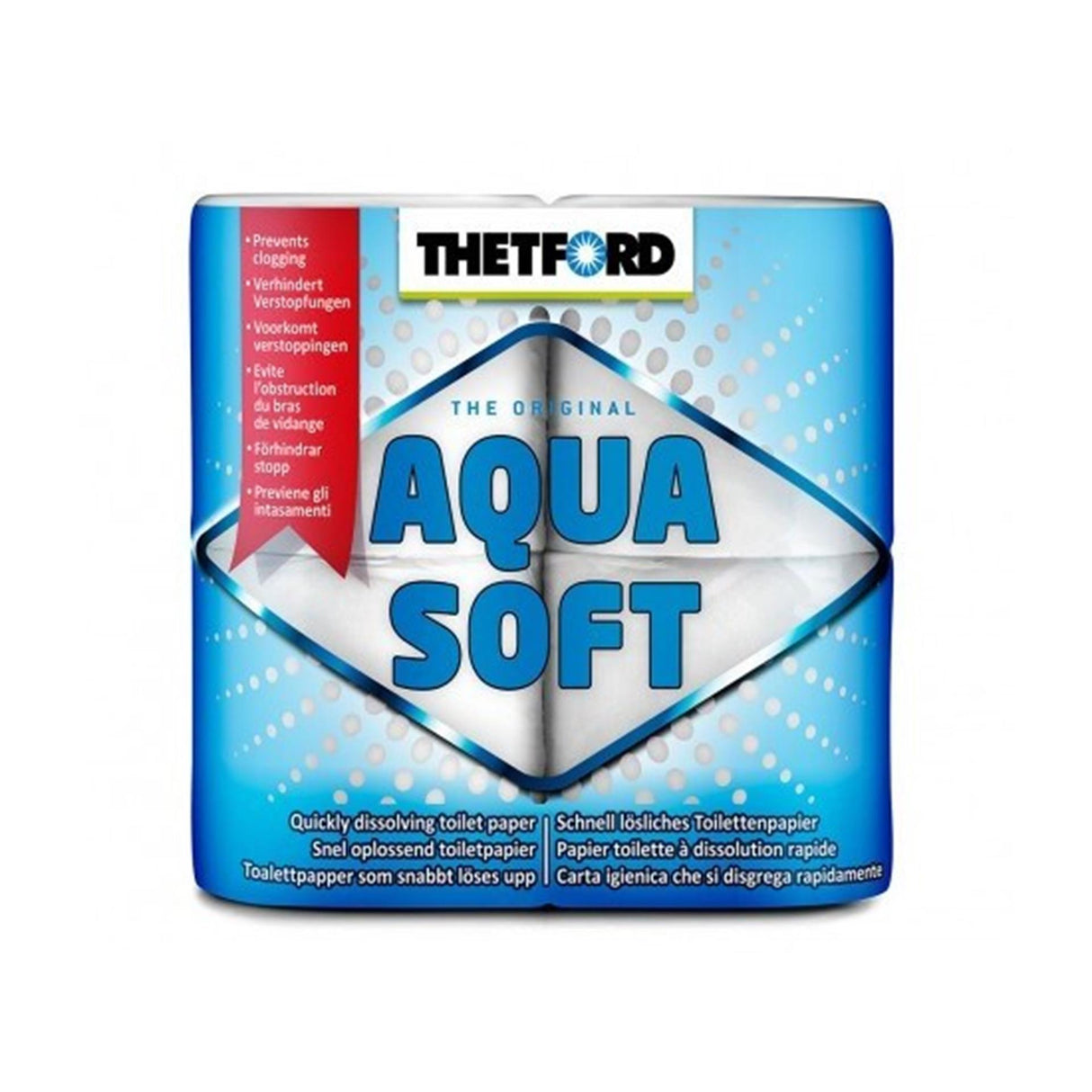 Páipéar leithris bog campála Thetford aqua 4 rolla