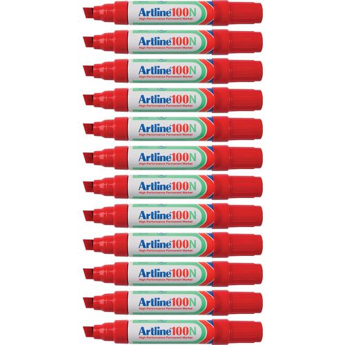 Permanent marker artline 100 ultra 7,5-12mm rood schuin milieuvriendelijk
