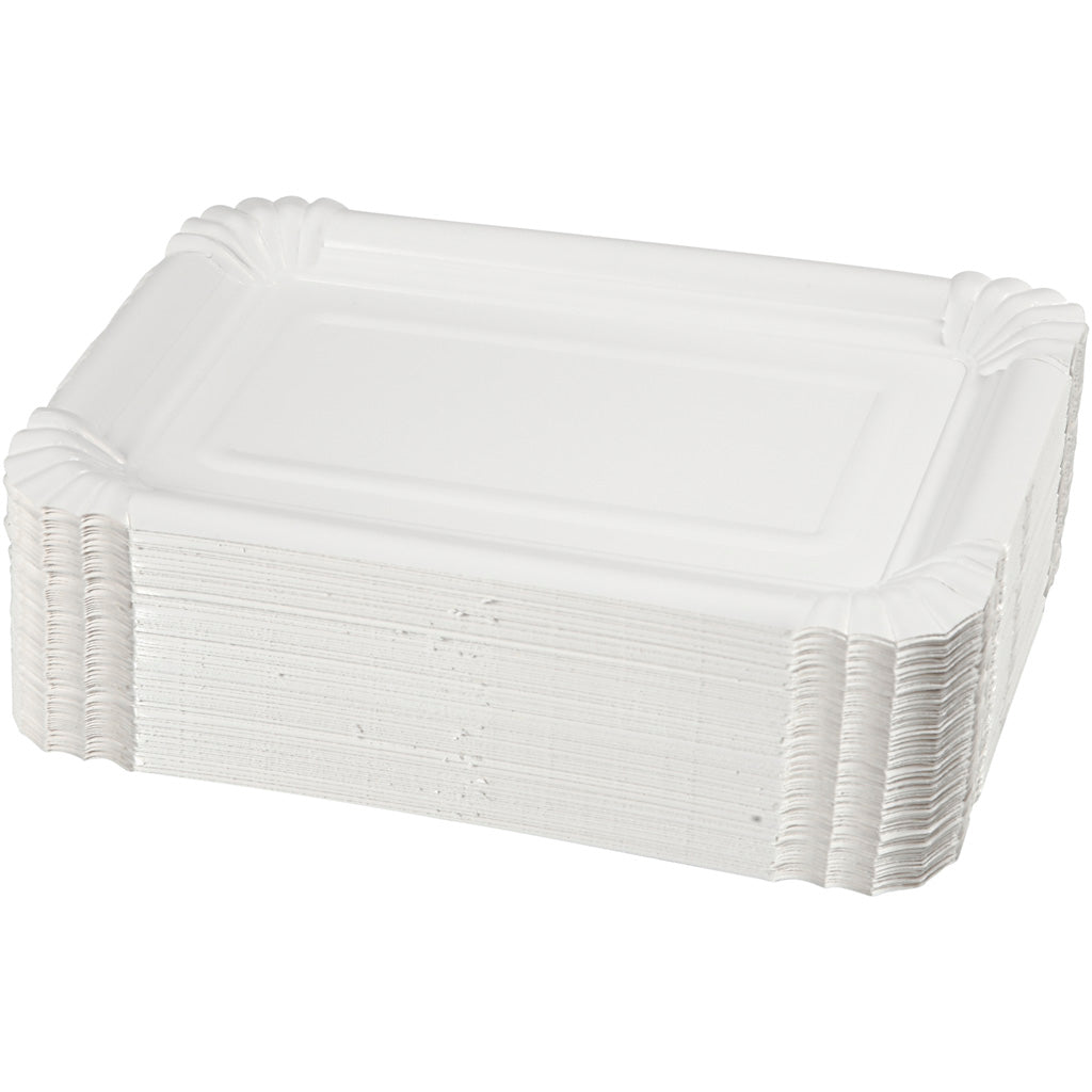 Flat oblong plates, size 20x13 cm, 250 pieces in 1 box