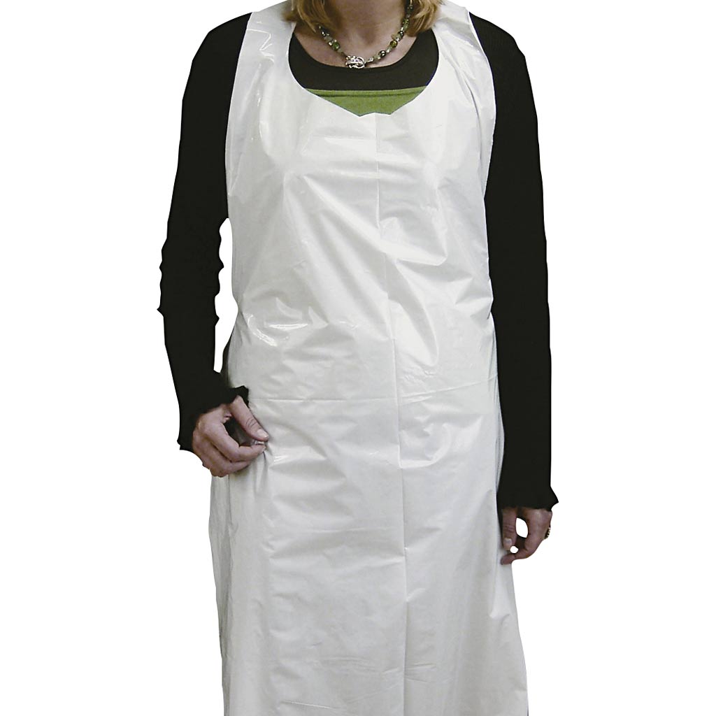 Creativ company wegwerp schort, h: 110 cm, b: 80 cm, wit, 100 stuk 1 doos