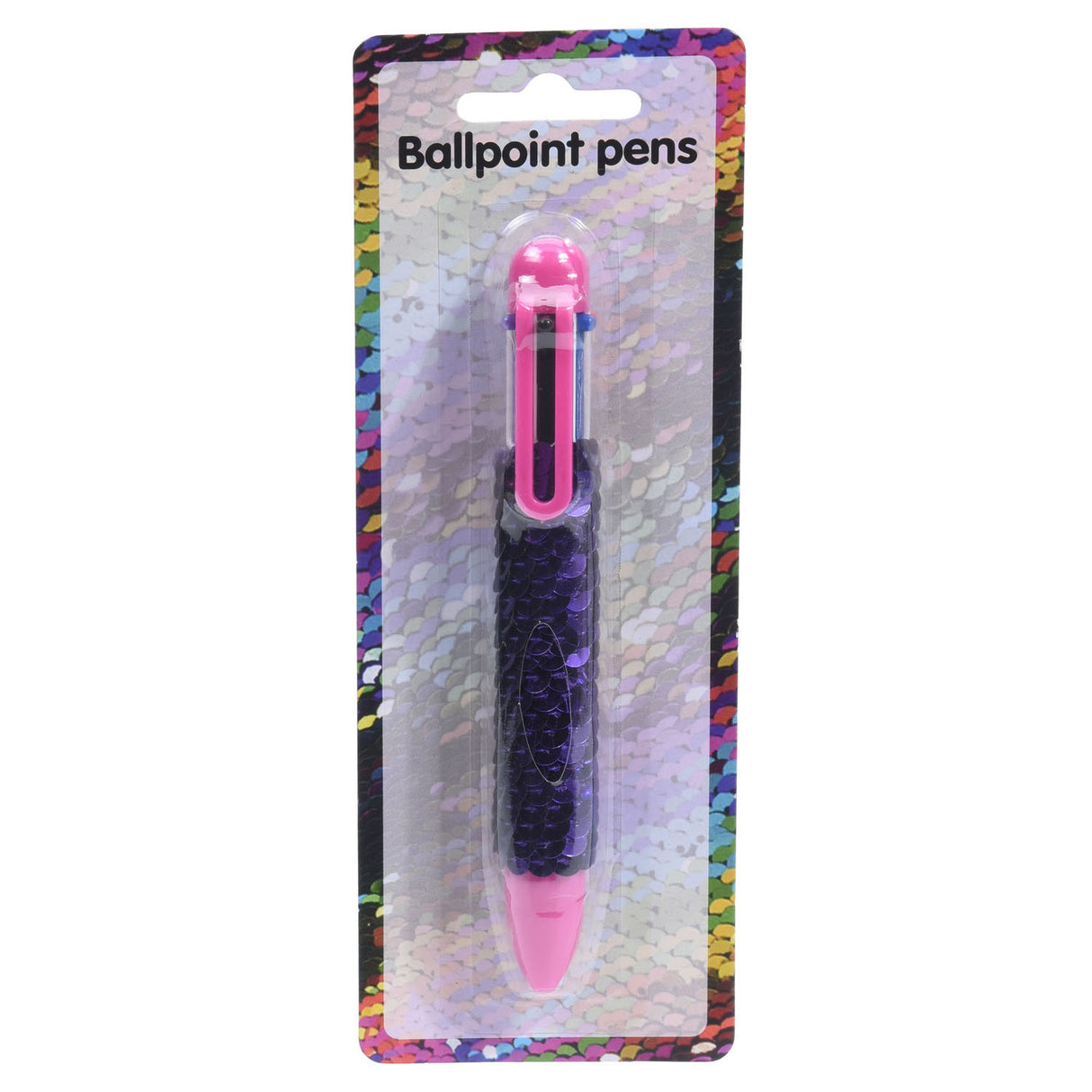 Multi-coloured pen with sequins