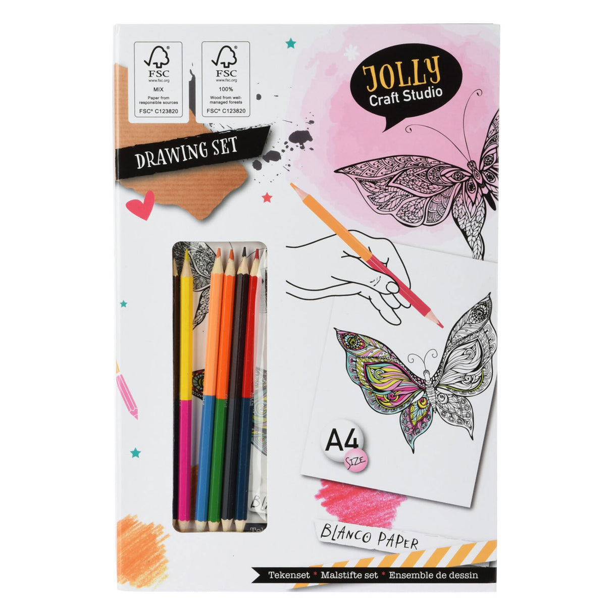 Certificado conjunto com lápis coloridos