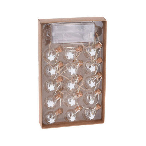Wire garland with 15 Christmas balls LED Warm White