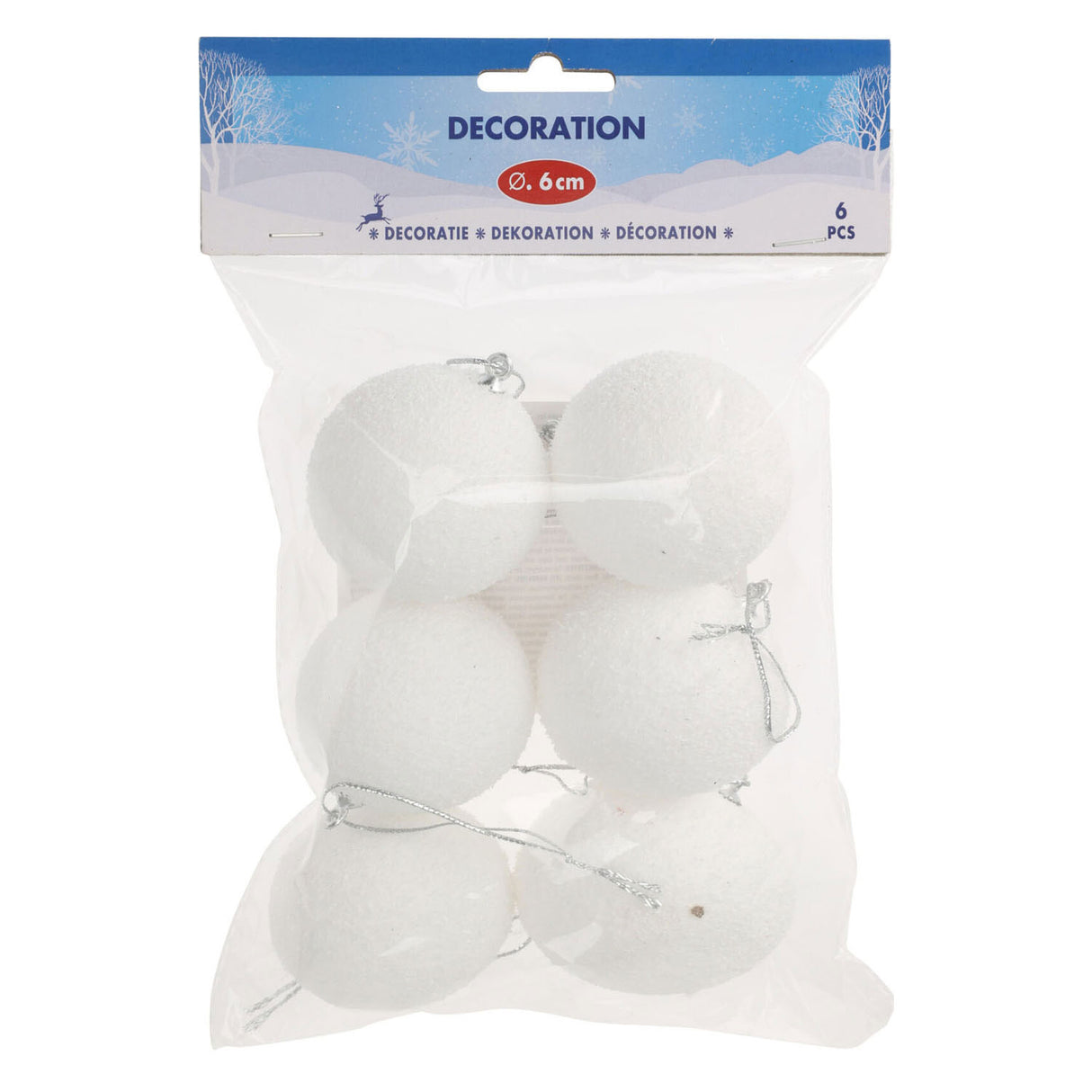 Decoration snowballs 6cm, 6st.