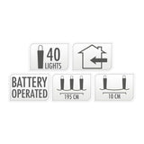 LED light string silver wire, 195cm - colored