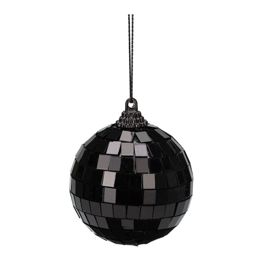 Black Christmas ball mirror ball, 12 pcs.