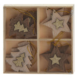 Wooden hanging decoration set, 8st.