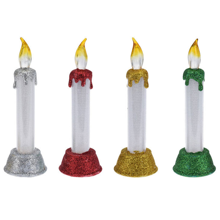 Candela a LED con glitter di Natale, 15 cm.