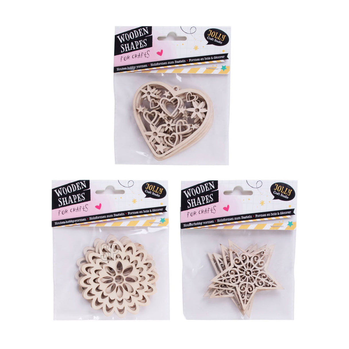 Wooden shapes HobbySet, 4st.