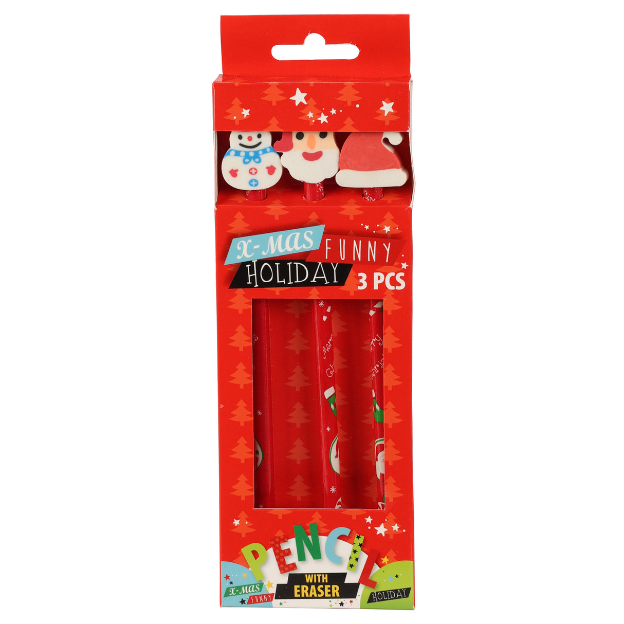 Pencil with Gum Christmas, 3st.