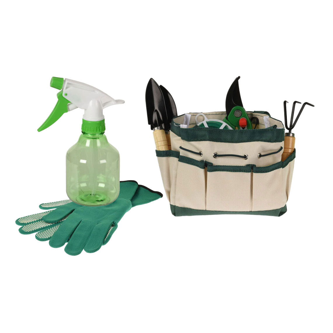 Garden tool set in bag, 8 pieces.