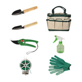 Garden tool set in bag, 8 pieces.