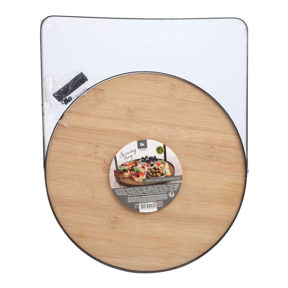 Métal de bambou de plateau de service, 35 cm