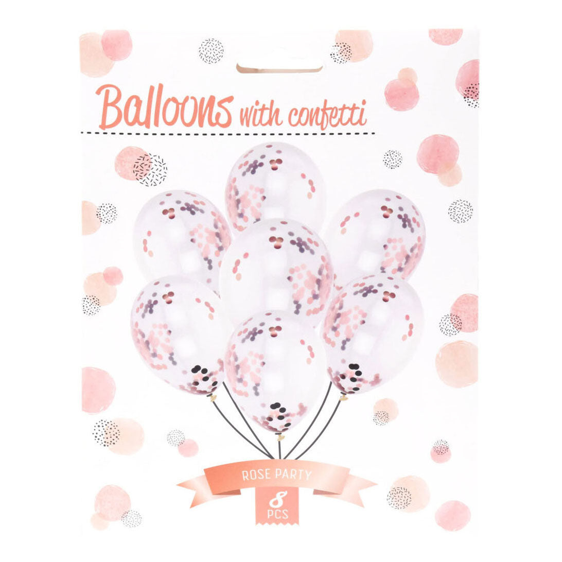 Balloons with Rosegouden Confetti, 8st.