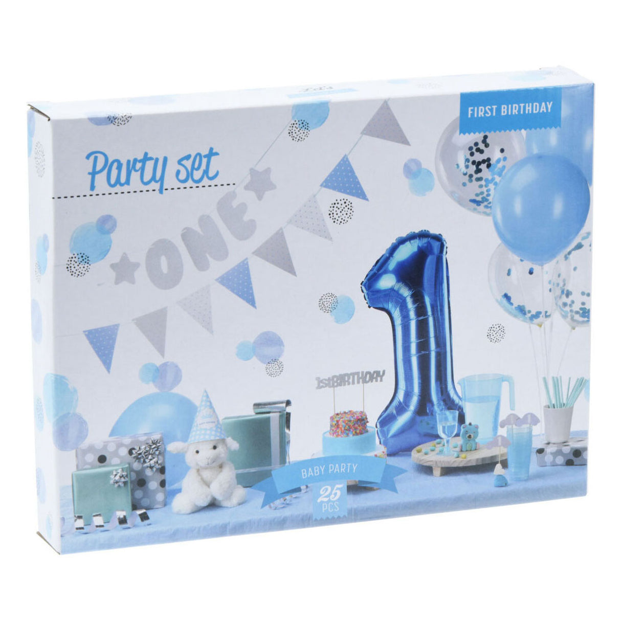 Set Party Dekoratioun 1. Gebuertsdag - bloe Jong, 9dlg.