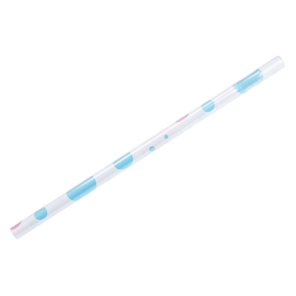 Presentförpackning papper blå rosa prickar, 4mtr.