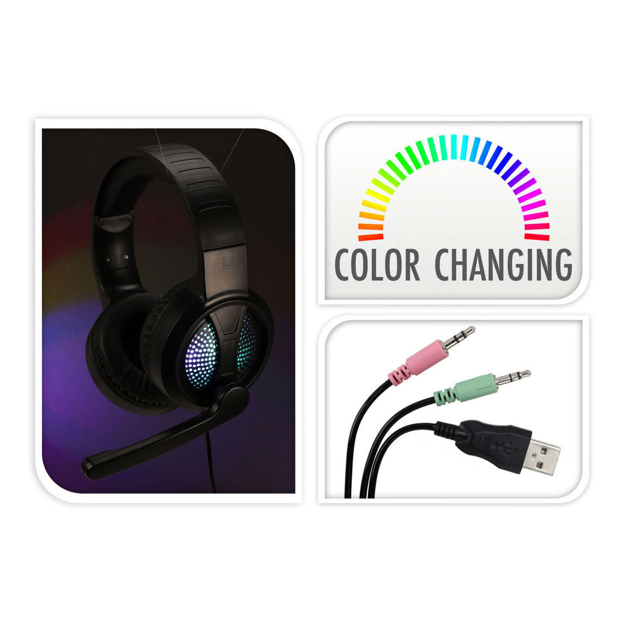 Headset gaming with microphone and light