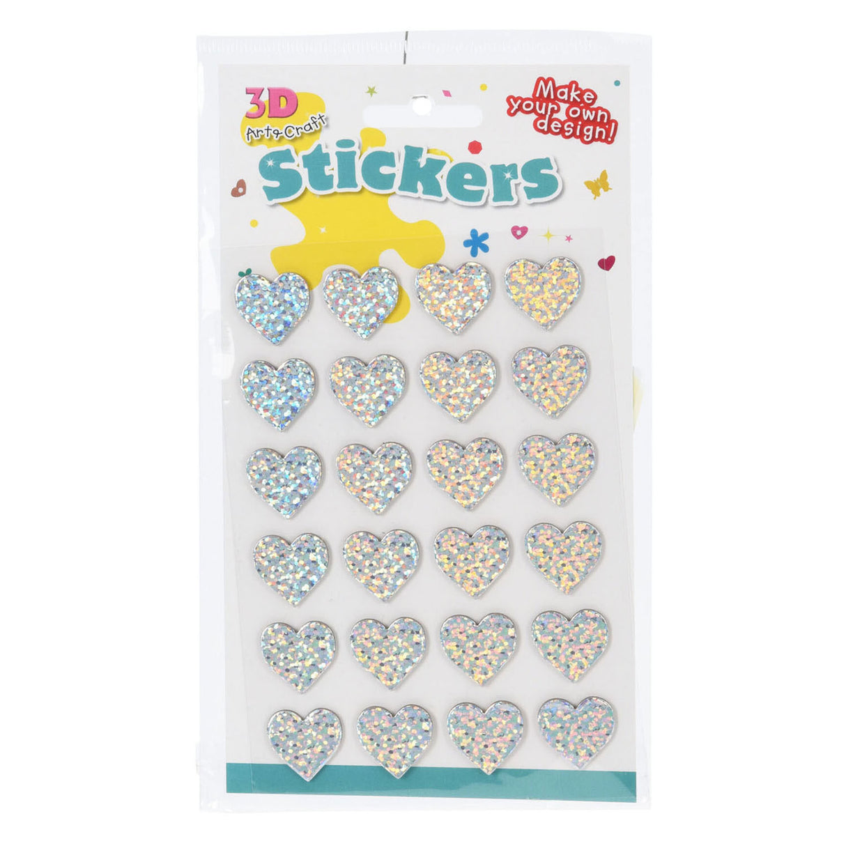 3D stickers Hartjes, 24st.