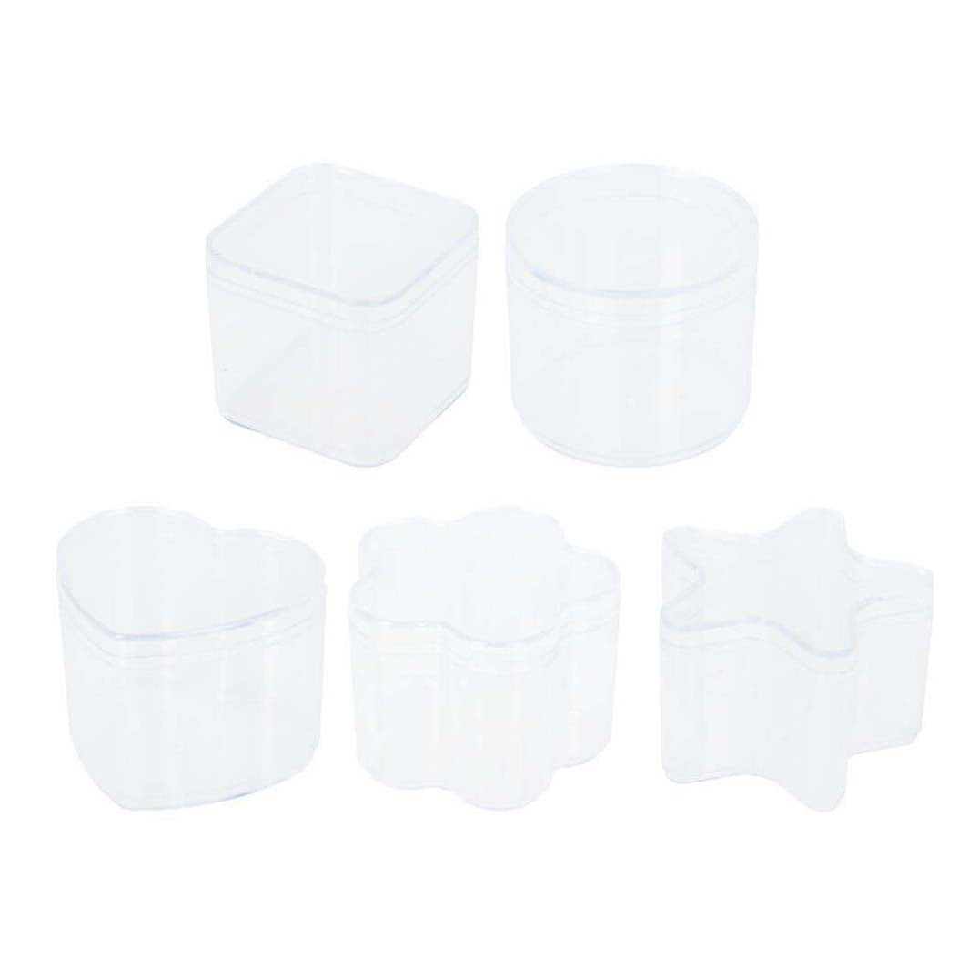 Formes de boîtes de rangement transparentes, 5 pcs.