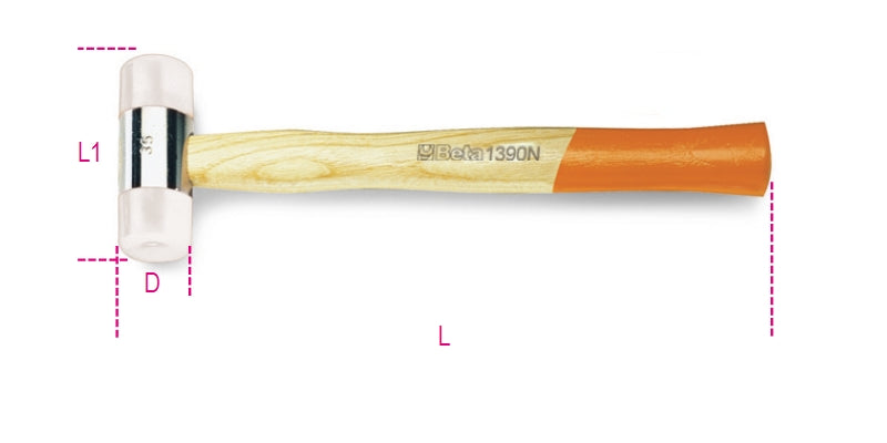 Beta nylon hamers, houten steel 1390n 45 - 013900545