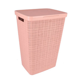 Curver laundry basket with lid jute look 58l pink