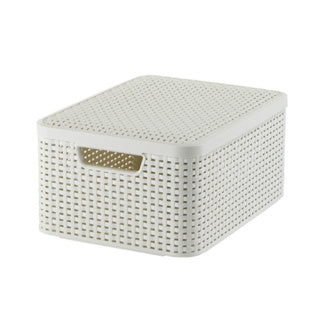 Curver style basket 18l with lid vintage white