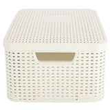 Curver style basket 18l with lid vintage white