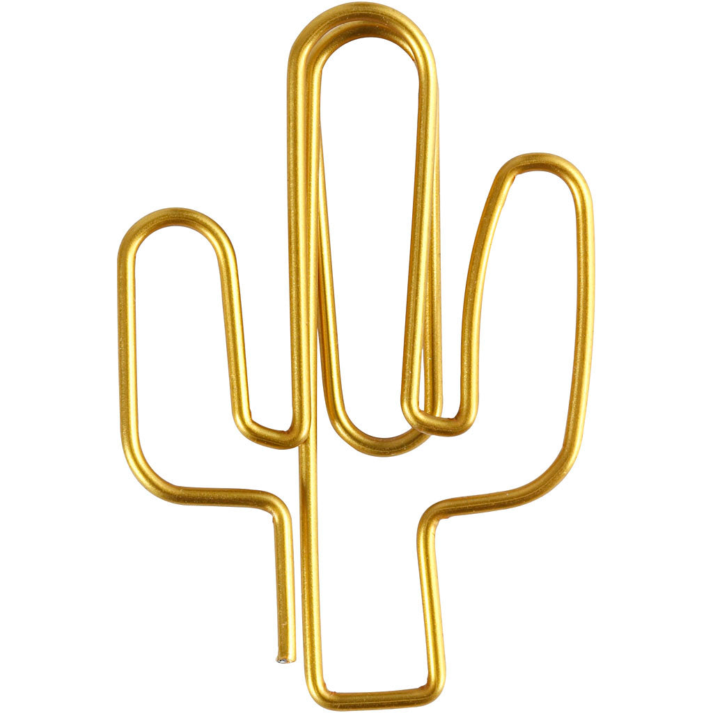 Creativ company clips, cactus, size 40x30 mm, gold, 6 pieces 1 box