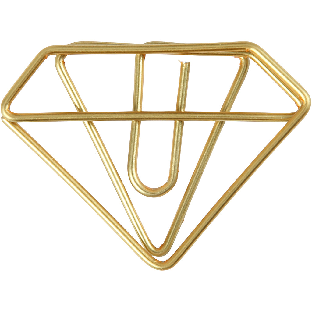 Creativ company clips, diamond, h: 25 mm, w: 35 mm, gold, 6 pieces 1 box