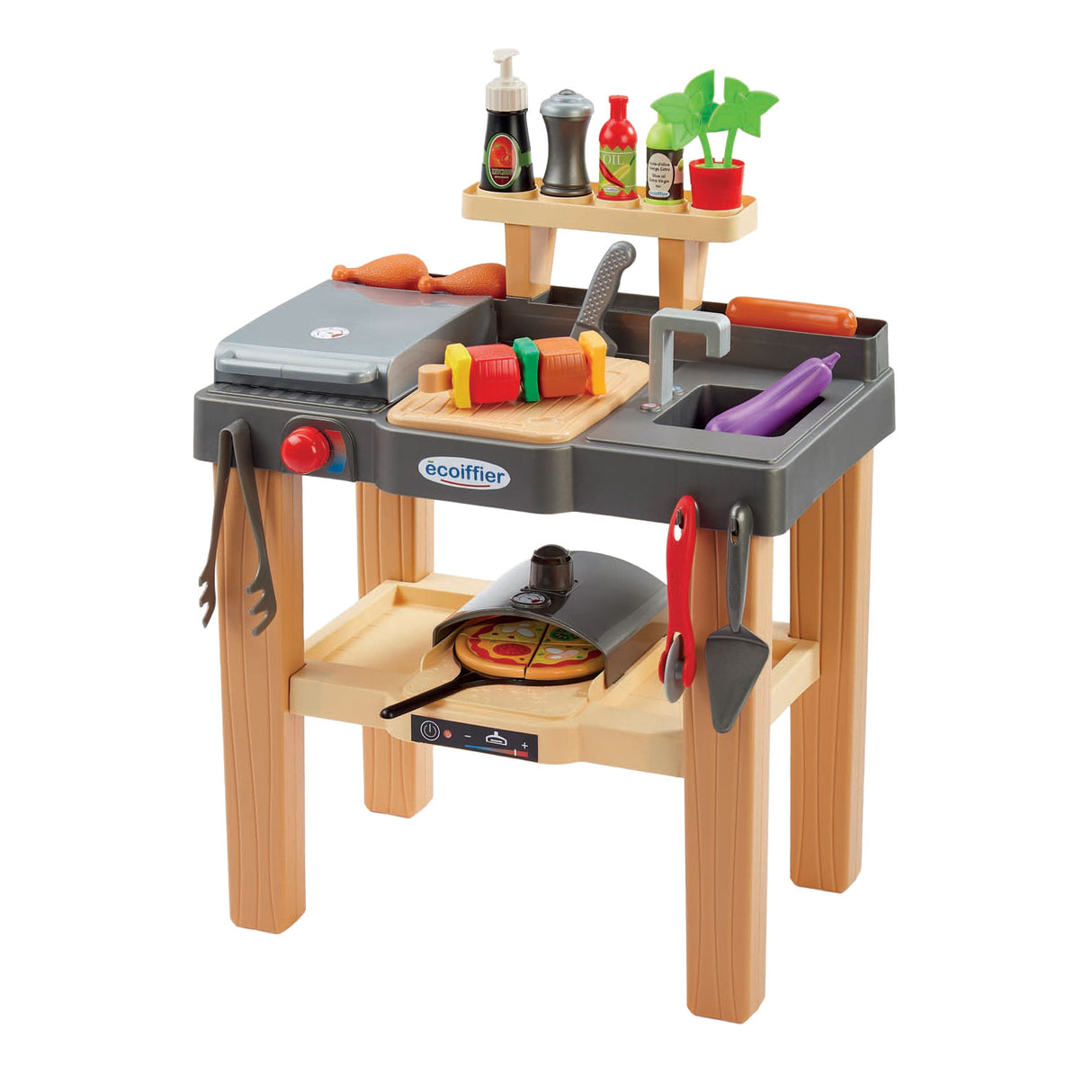 Ecoiffier Summer Kichen mat Grill a Pizza Uewen, 27 Stéck.