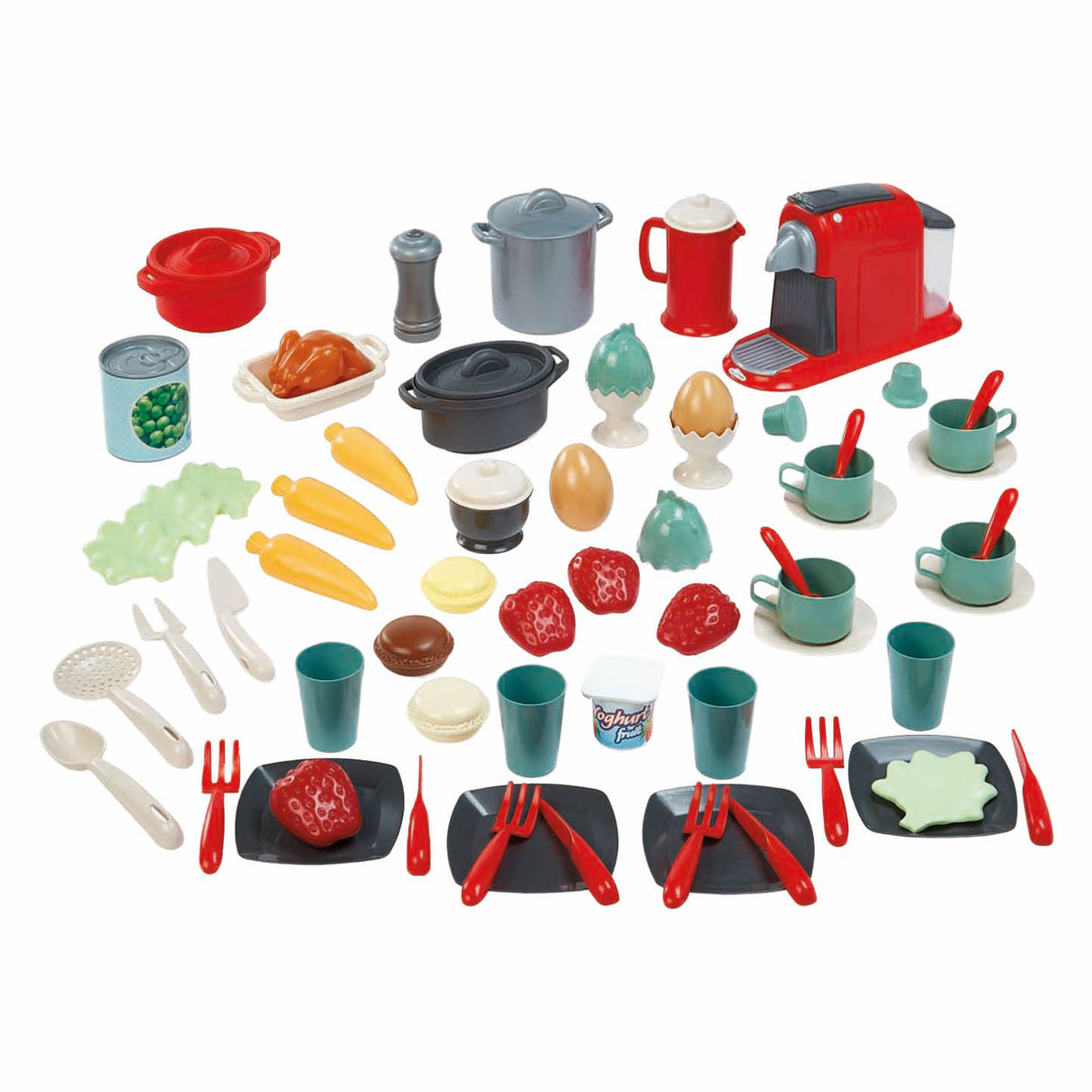 Ecoiffier 100% chef tableware in storage box - 70 pieces.