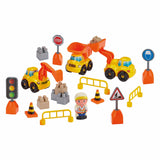 Abrick case with construction vehicles - 43 pcs.