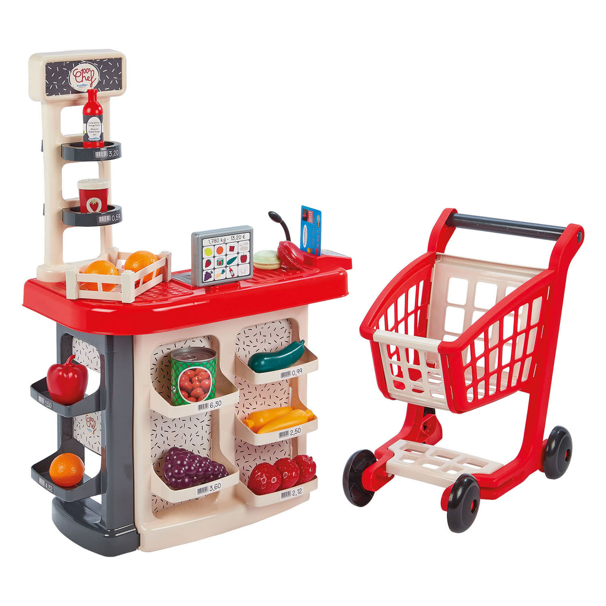 Ecoiffier 100% Chef shop counter and trolley - 20 pcs.