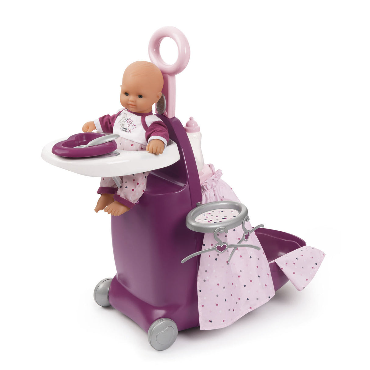 Carrinho de cuidados com enfermeira bebê smoby 3in1