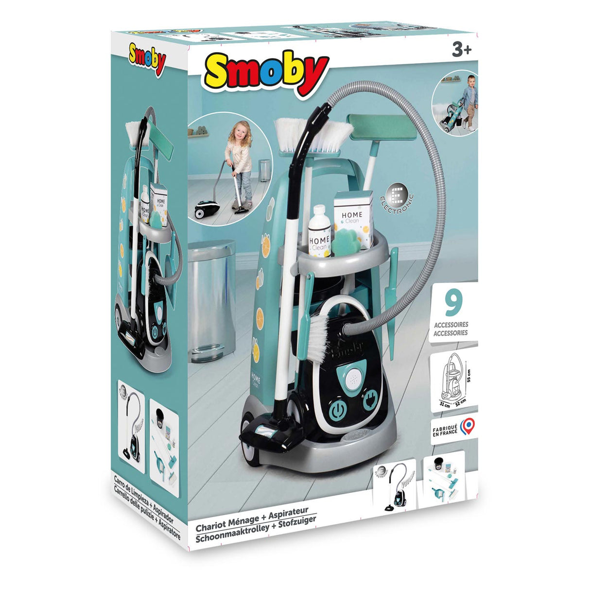 Carrinho de limpeza smoby com pó de pó 8dlg.