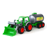 Tractor Cavallino con cargador frontal y camión cisterna